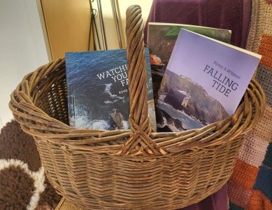Books in a Basket at The Twisted Lizard
